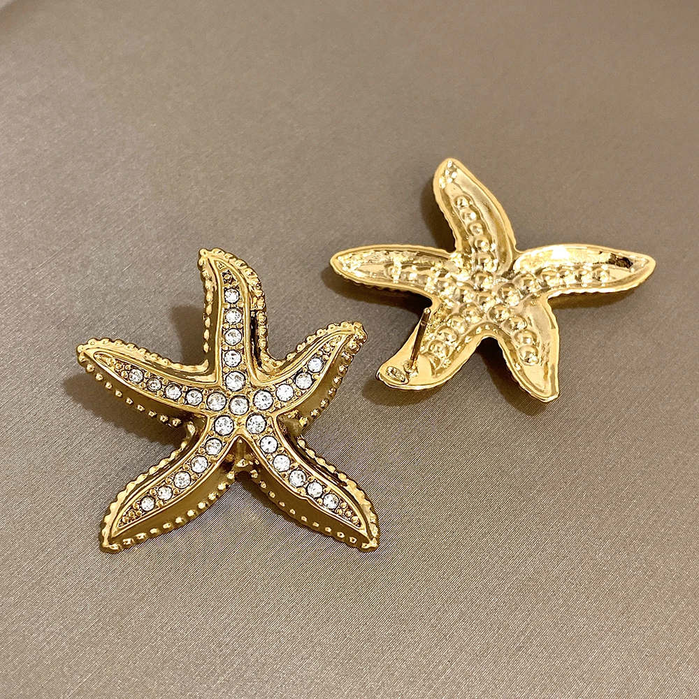 Freetry Personalized Pentagram Rhineston Studded Earrings For Women Fashion Stainless Steel Cubic zirconia Earrings Jewelry Gift