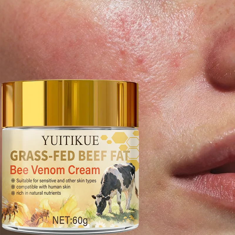 Grass-fed beef fat and bee venom cream, suitable for sensitive skin, as well as compatible with other skin types and human skin