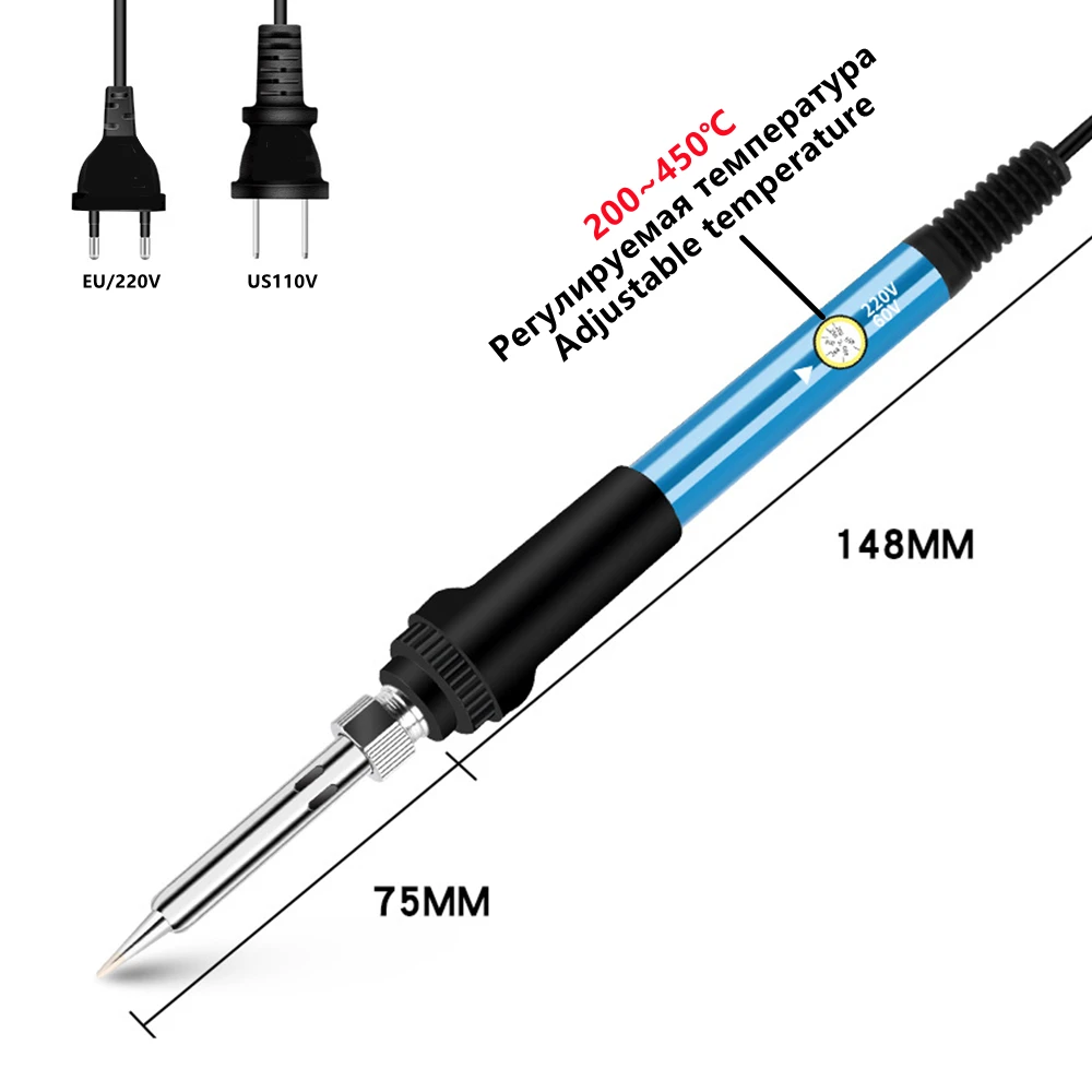Soldering iron electric soldering iron soldering iron kit soldering iron set mini adjustable temperature 60W for rework welding repair
