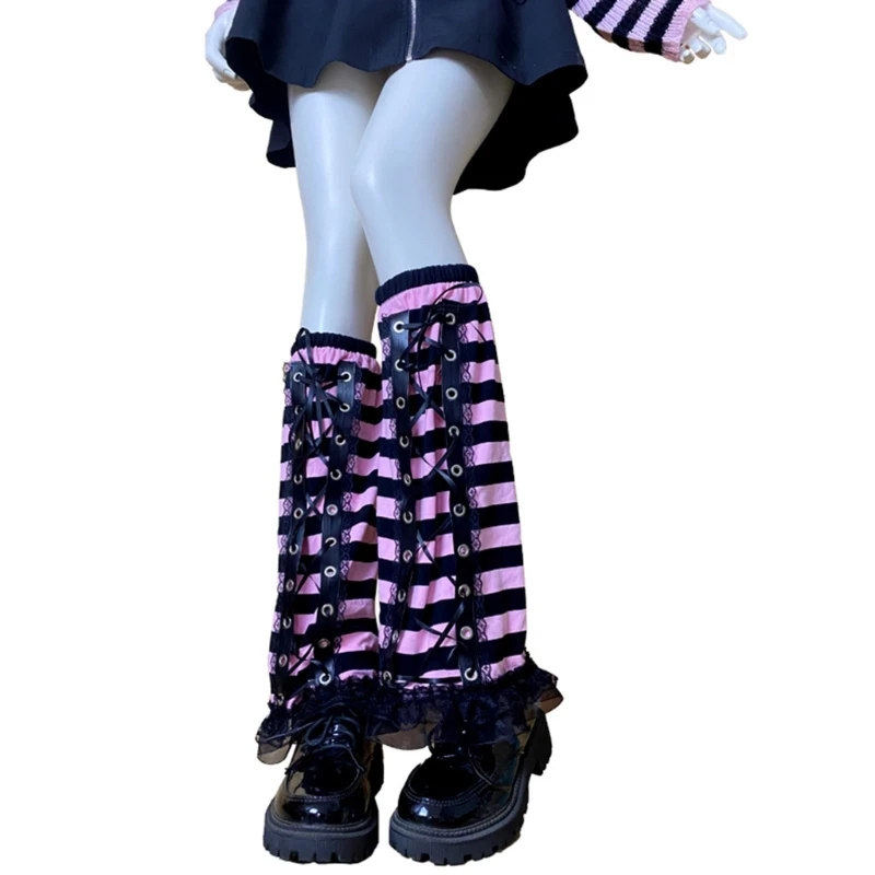

Women Leg Warmer Fashion Stripe Long Leg Socks Punk Knee High Leg Socks for Girl Dropshipping