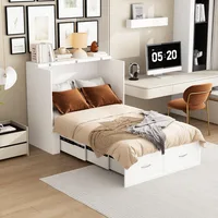 Murphy Bed with Built-in Charging Station, Space-Saving Murphy Bed Chest Twin with Drawer, Foldable, Folding Beds 1