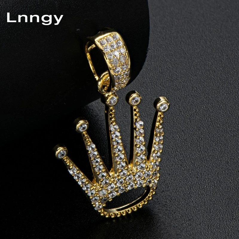 

Lnngy Yellow Gold Shining Queen Crown Trendy Pendant for Girls Women 14K Solid Gold Iced Out Hip Hop Birthday Jewelry Gift