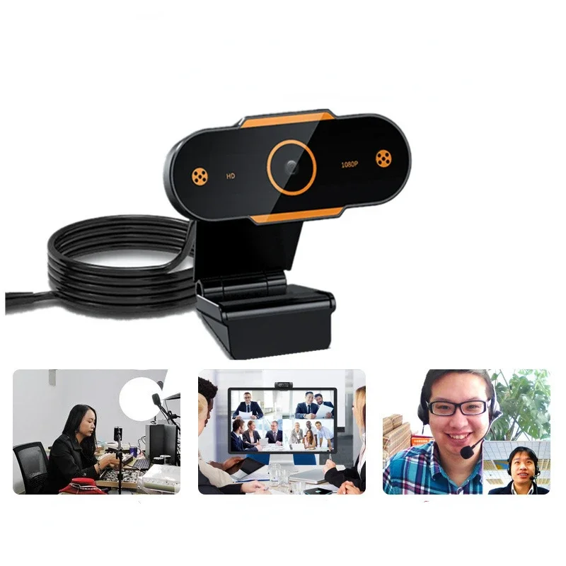 Computer Webcam HD 1080P Webcast Video Chat Tablet USB Webcam Built-in Microphone Clear Radio Can Be Used for Company Meeting 2