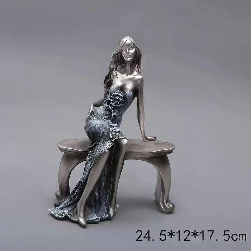 Light Luxury Beauty Character Sculpture Decor Creative Resin Crafts Home Entrance Living Room Office Wine Cabinet Decoration 1Pc