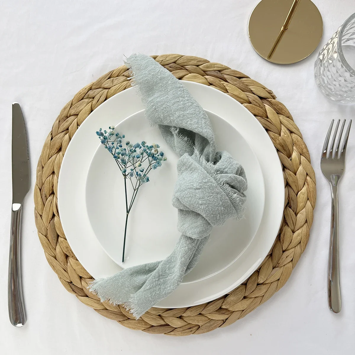 Cotton Napkins 24pcs sage green Gauze Cotton Napkin 32x32cm Tea Towel Wedding Party Christmas Table Decor Burrs napkins