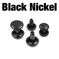 100 Sets of 6-8mm Metal Double Cap Rivets for Leather Crafting and DIY Projects (Black Nickel)