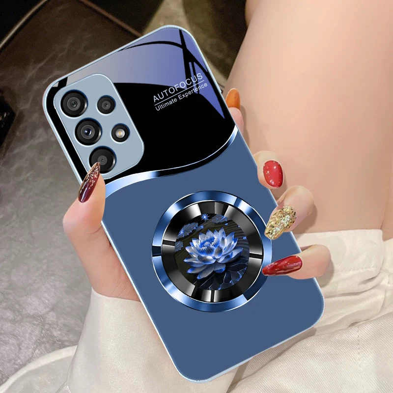 Circular Lotus Flower Tempered Glass Phone Case