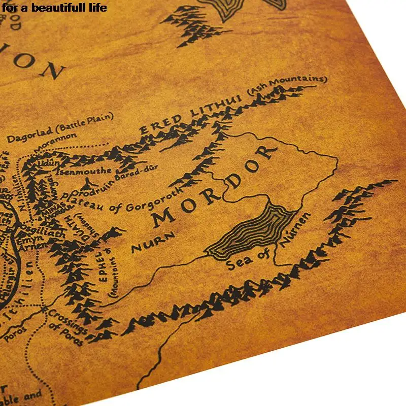 1pc hot 36*51.5cm The Rings Middle Earth Map The Retro Kraft Paper Poster Decoration Wall Sticker Home Decorations