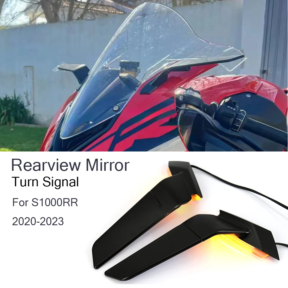 

For BMW S1000RR S 1000RR 2020-2023 Motorcycle Mirror Modified Wind Wing Adjustable Rotating Rearview Mirrors LED Turn Signal Lig