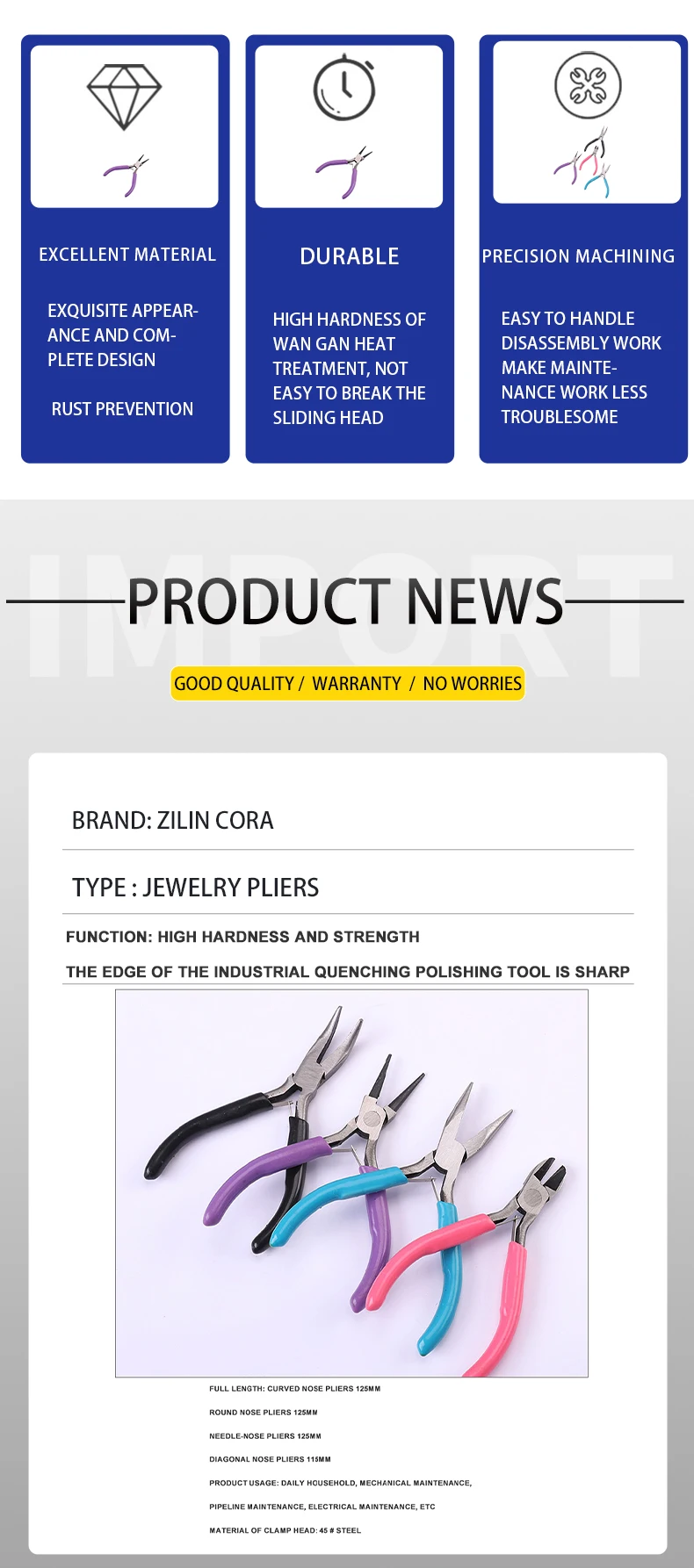 Description Picture 4 of itemWire Stripper Tool Jewelry Accessories Repair And Making Pliers Needle-nosed Copper Wire Tweezers Scissors Curved Nose Pliers