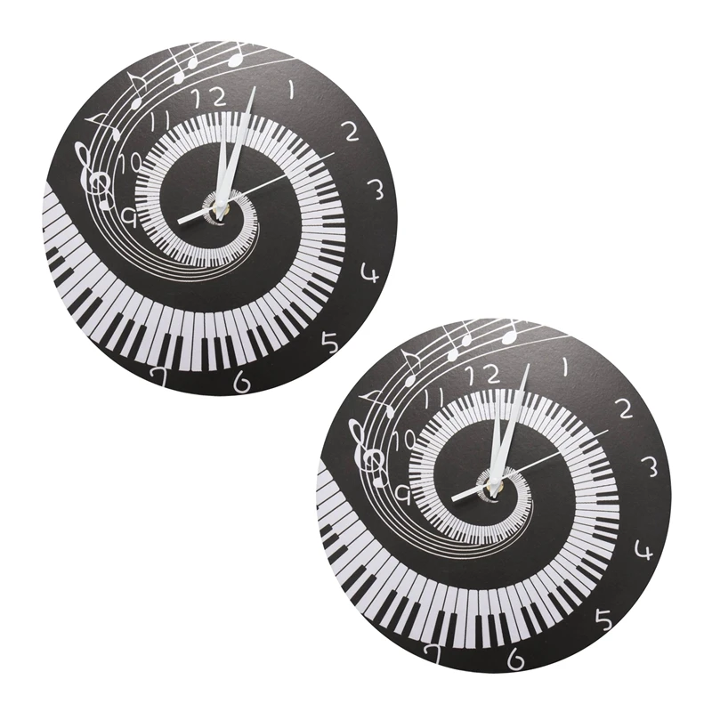 

Часы настенные круглые с музыкальными нотами, без батарейки, 2 шт.