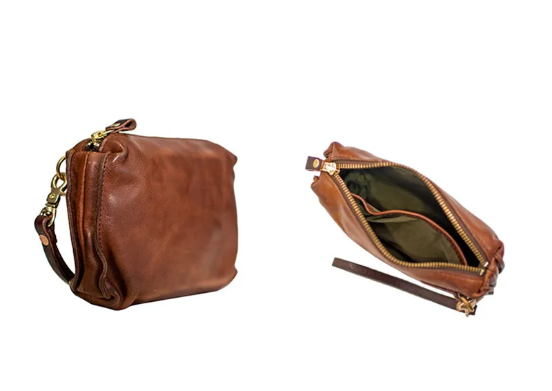 Fashion luxury natural genuine leather men's clutch bag handmade vintage real cowhide business credit card holder phone wallet