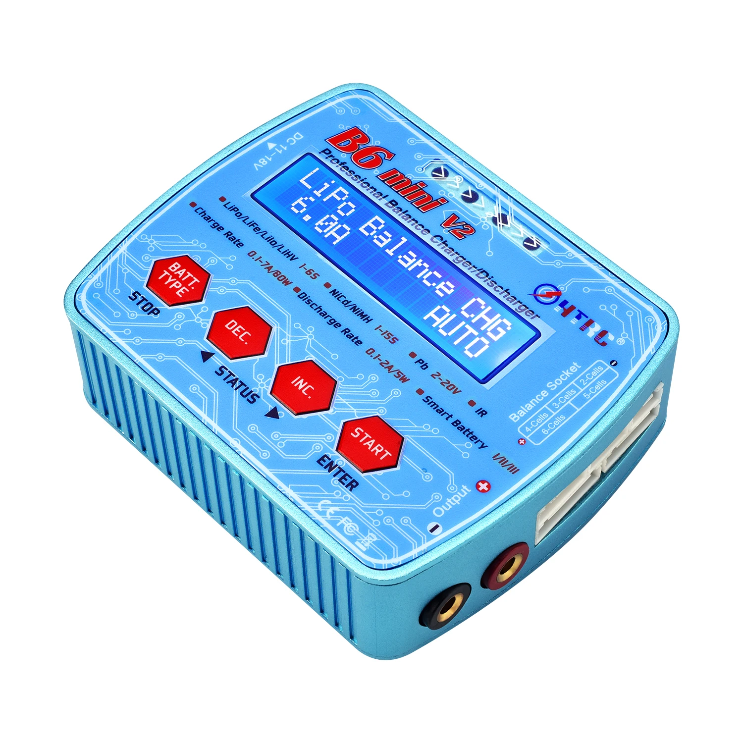 Battery Charger HTRC iMax B6 Mini V2 80W Digital Charger RC Battery Charger Discharger for PB Lipo Lihv LiIon LiFe NiCd NiMH Smart