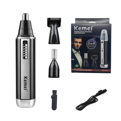 Kemei Rechargeable All-in-One Men's Grooming Kit with Beard, Facial, Eyebrow, Nose, and Ear Trimmer (KM-6631(3 in 1))