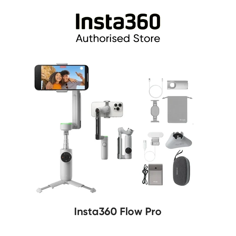 Insta360-Flowプロの自撮り棒と三脚、内蔵、折りたたみ式