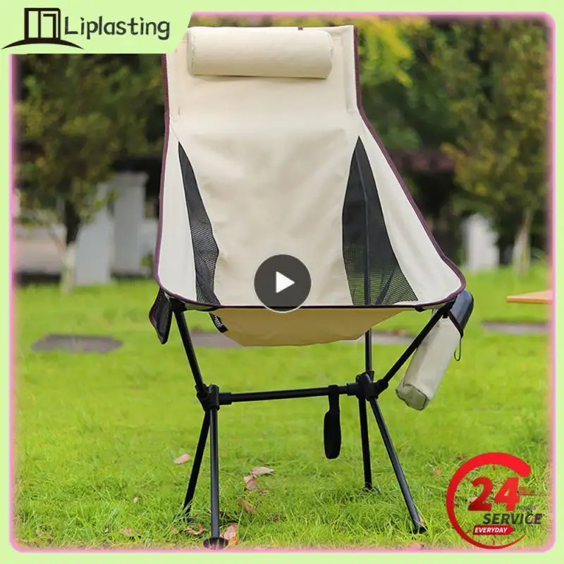 

Ultralight Folding Moon Chairs Outdoor Camping Chair Removable Washable Fishing Picnic BBQ Chairs With Carry Bag Outdoor Stool