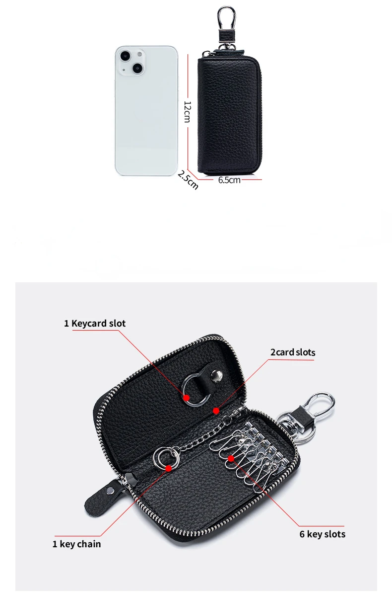 Men Women Genuine Leather Key Holder Wallet Key Wallet