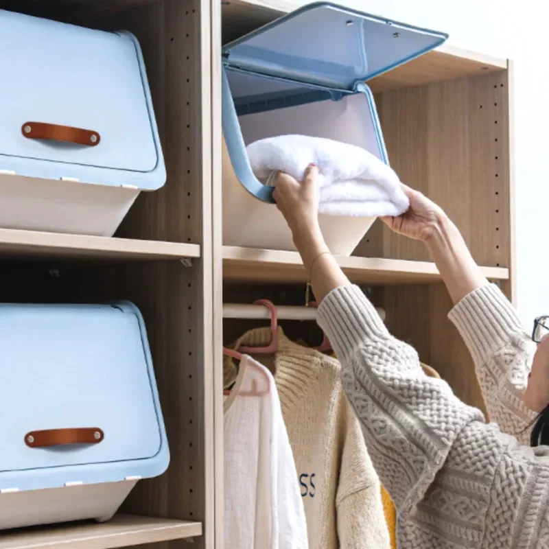 Plastic Organizer Bin, Front-Flip Storage Box, Children's Wardrobe Organizer, Clothes and Toy Storage Solution, Space Saver