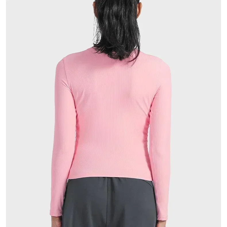 Lemon All It Takes Ribbed Fabric Slim Elastic Sport Long Sleeve Shirts Women Breathable Quick Drying Running Fitness T-shirt Top