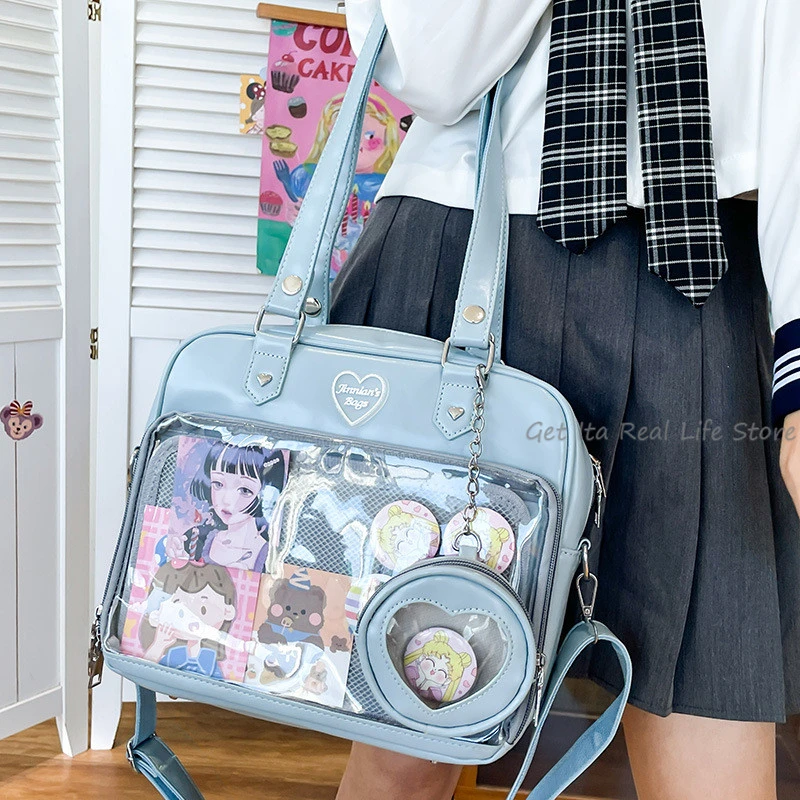 Heart Ita Bag Crossbody with Purse PU Japanese Kawaii Clear Shoulder