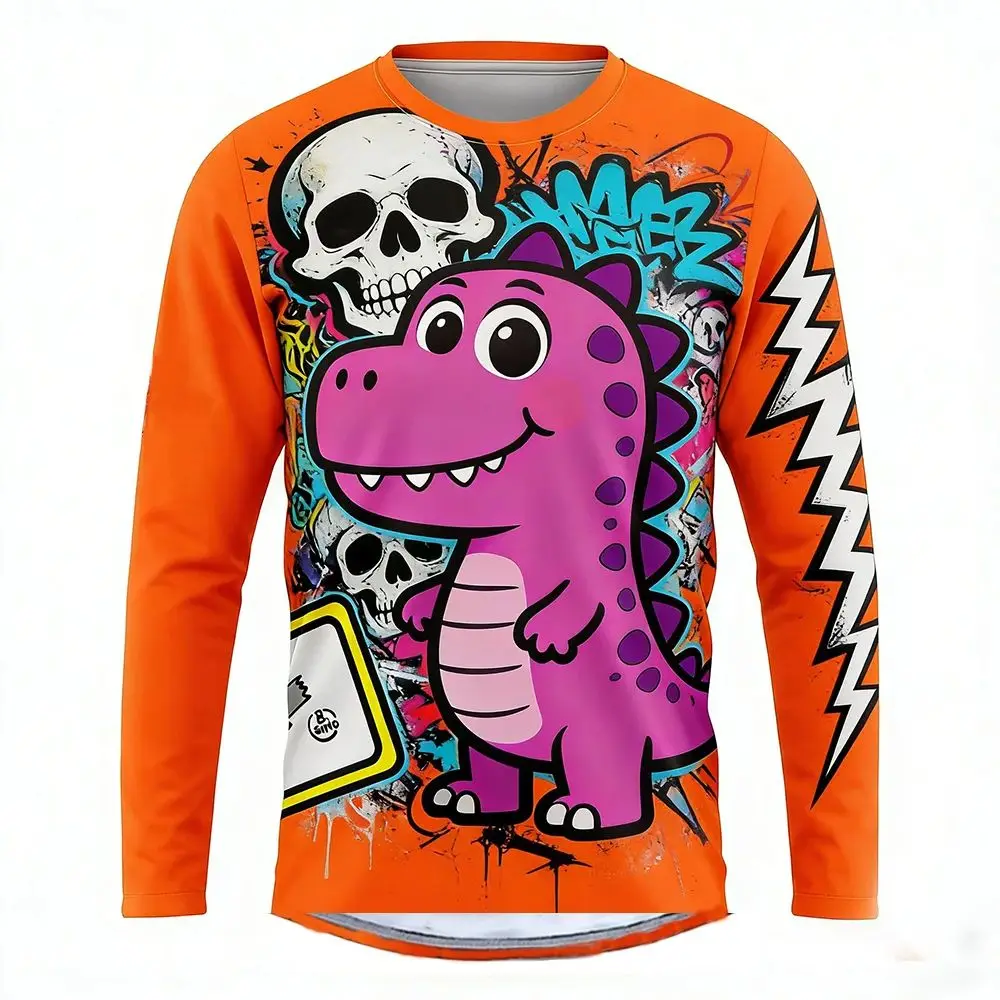 Herren-Radsportbekleidung, Dinosaurier-Muster, Mountainbike-T-Shirt, MTB-Radsportbekleidung, BMX-Motorradbekleidung, passende Familien-Outfits.
