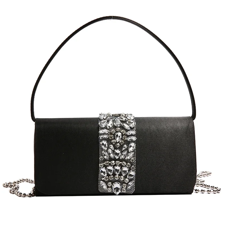 thumbnail image 1 of Bolsos de mano de nailon con pequeñas cadenas cuadradas y cierre de diamantes, bolsos de hombro de moda para mujer 2024, bolsos de fiesta simples y brillantes, nuevos estilos, 1 of 5