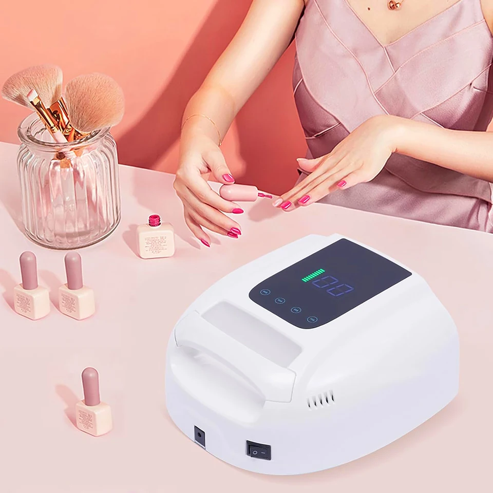 96W Professional Nail Lamp Lampara de unas LED UV recargable de 15600mAh Portable LED Nail Lamp with Mirror Reflective Base 6