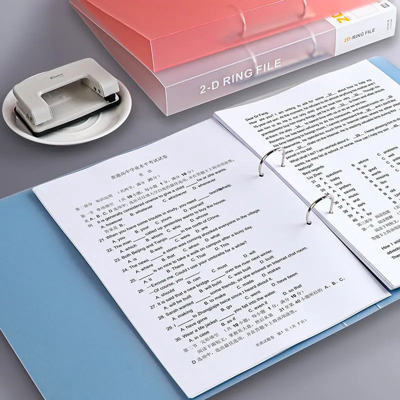 A4 Binder Folder 2-ring File Binder File Folder Cover Office Document  Organizer Can Hold 200 Sheets Test Paper Desk Organizer