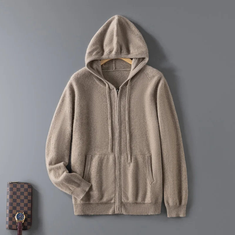 DjzDsm Autumn and Winter Merino Wool Men's Knitted Top Zipper Hoodie Zipper Cardigan Knitted Coat Sweater Hoodie zip up hoodie sweatshirt jacket fleece hoodies