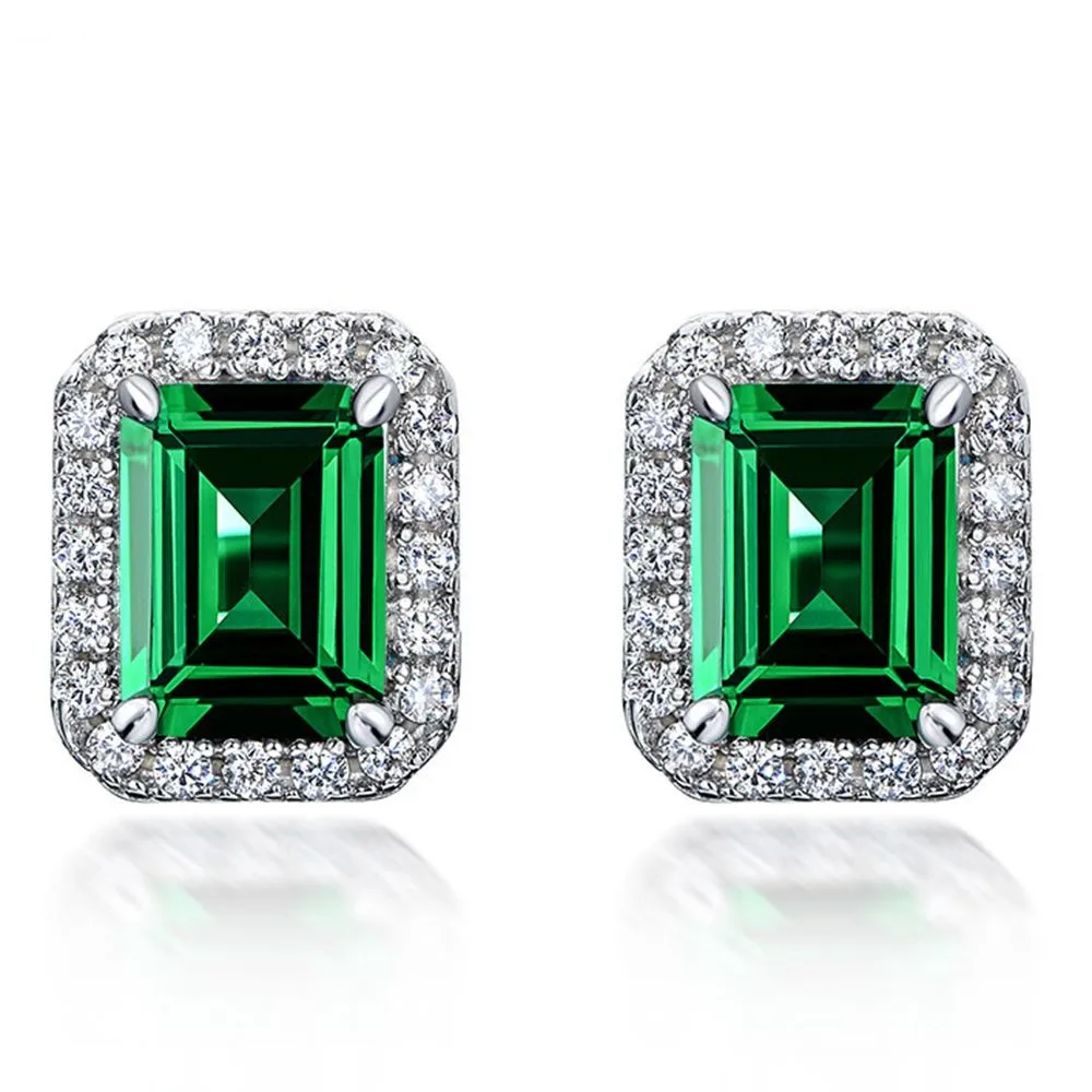 Acquista 100% 925 Sterling Silver Emerald Citrine High Carbon Diamonds Gemstone Ear Studs Orecchini Fine Jewelry Wholesale