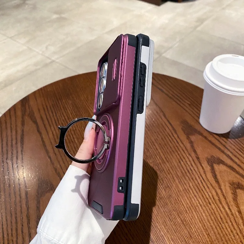 Ultimate Slide Camera Protect Armor Shockproof Phone Case with Magnetic Holder