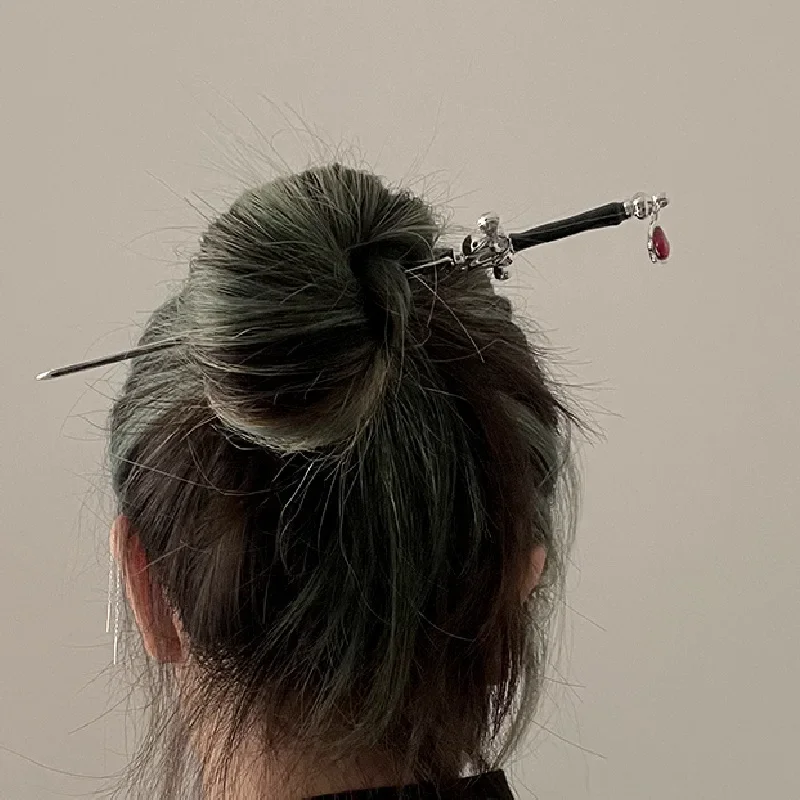 Hair Headdress Hair Accessory Ruby Pendant Sword Hairpin