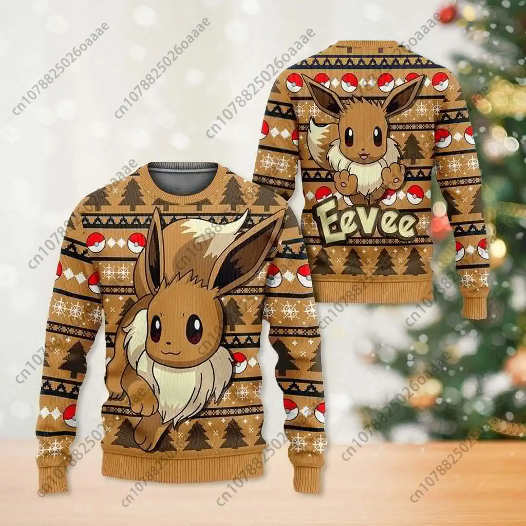 

Pokemon Eevee Eeveelution Ugly Christmas Sweater Anime Pikachu Christmas Sweater Men Women Anime Pikachu Crew Neck Sweatshirt