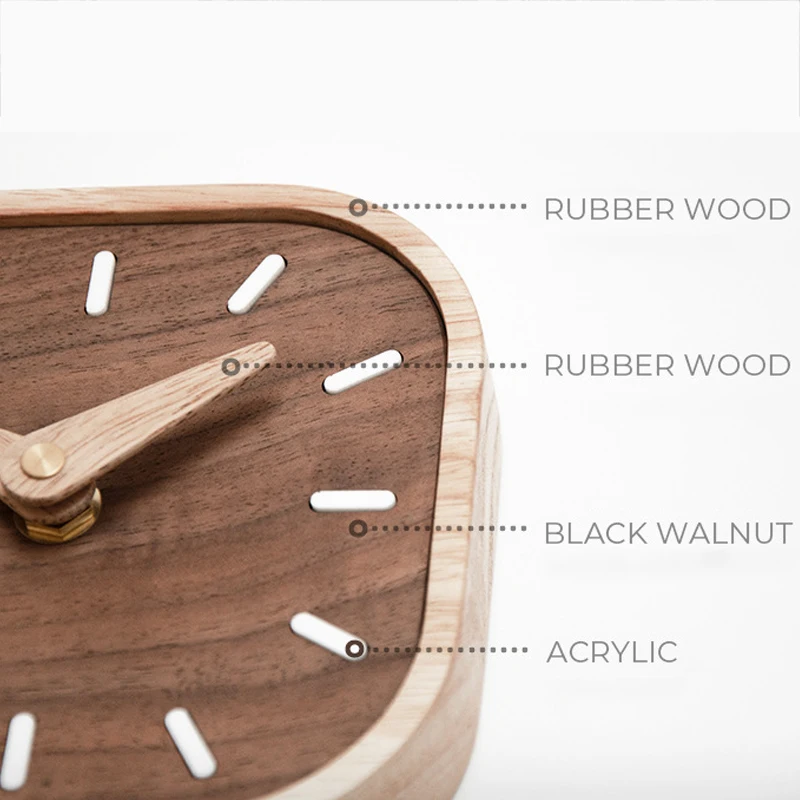 Wall Clocks Nordic Black Walnut Minimalist Desk Clock Wall Clock Bedroom Living Room Decoration Solid Wood Quiet Hanging Wall Watch