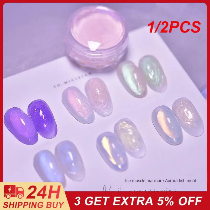 1/2Pcs Aurora Powder Ice Muscle Powder Mirror Powder High End Nail Decoration Nail Enhancement Whitening New Nail