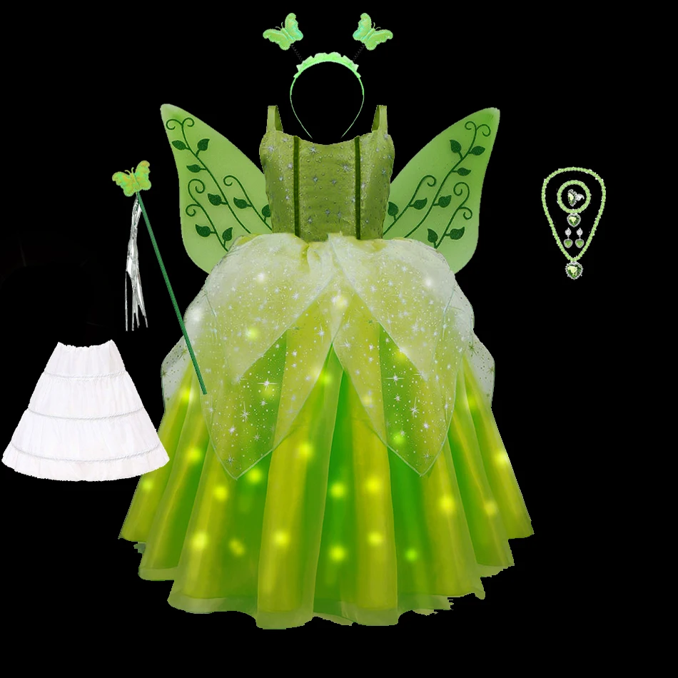 Tinkerbell jurk met toverstaf en kroon – Little Adventures