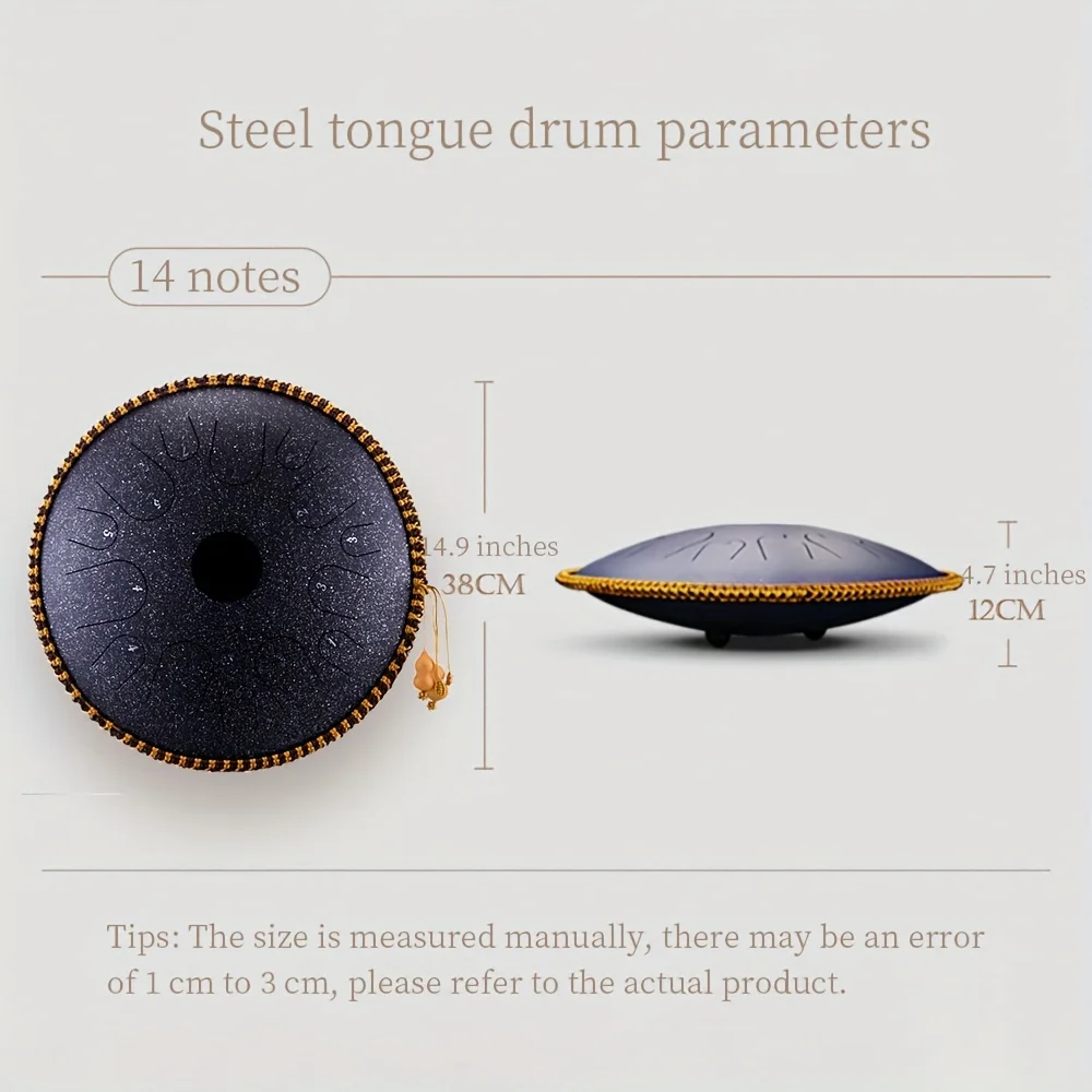 hluru 14 tone ethereal drum 14 inch steel tongue drum instrument handmade high-end copper steel material tambourine with bag dru