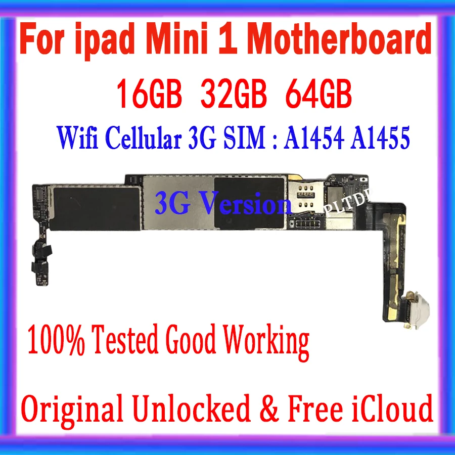 Versione Wifi A1432 Per Ipad Mini 1 Scheda Madre Wifi 3G Versione Sim A1454 A1455 Con Chip Completi Mainboard Sistema Ios Originale Mb
