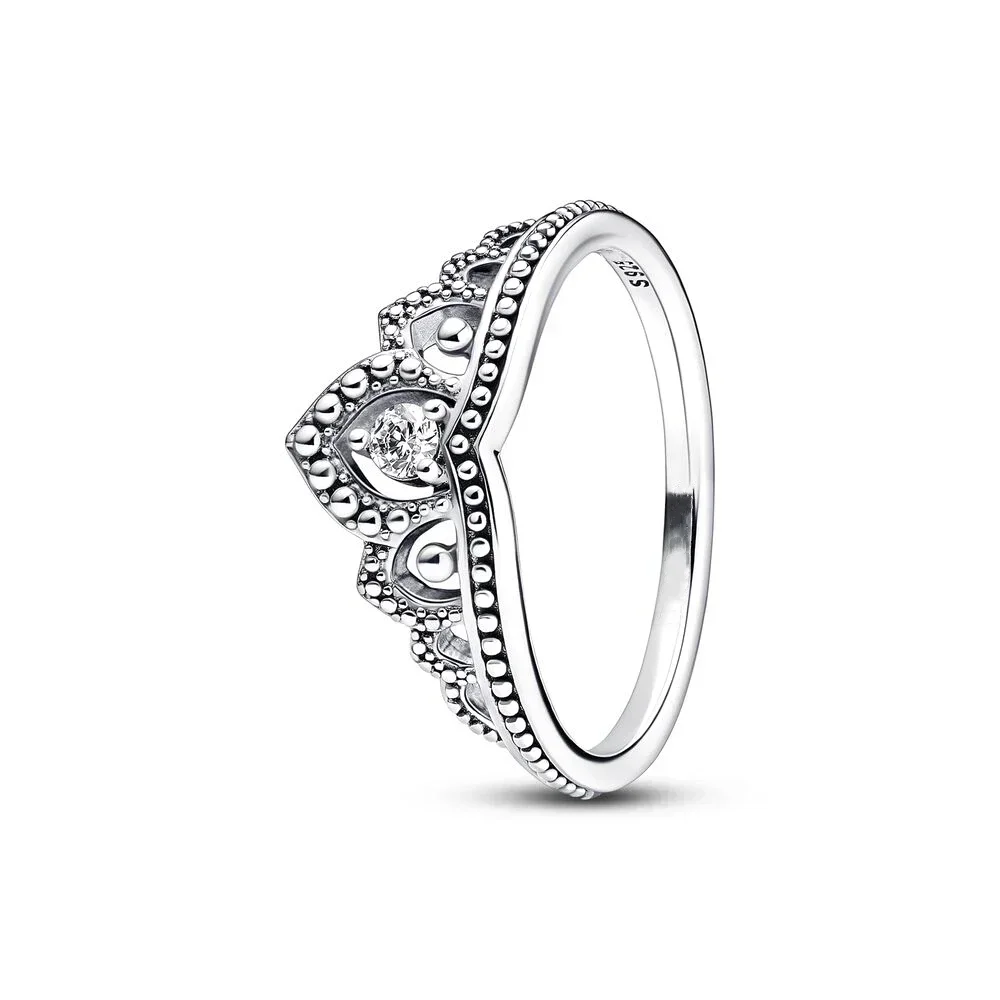 2022 High-Quality Original 925 Sterling Silver pretty Regal Swirl Tiara Signature Ring Fit Women Jewelrys 5