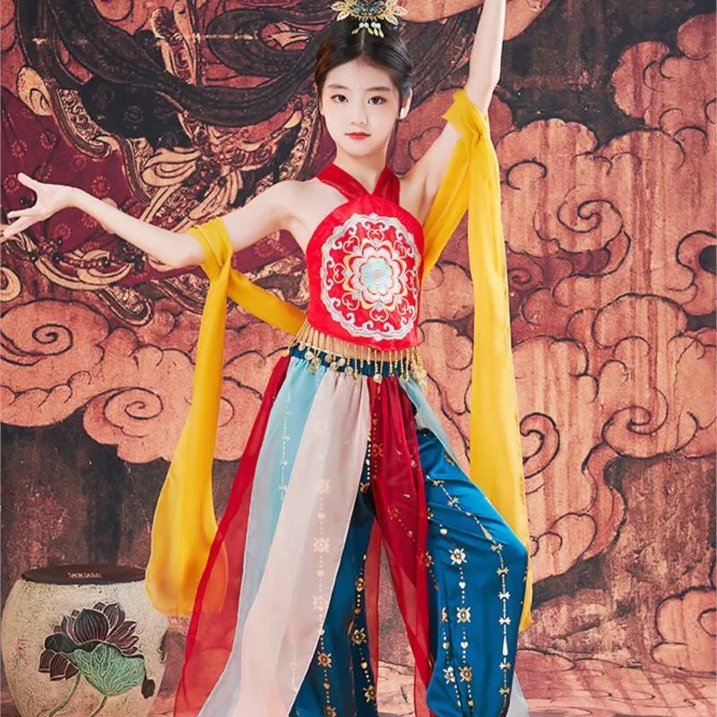 

Dunhuang Costume Dance Hanfu Ancient Rhyme Female Older Children Classical Ethnic Style Exotic Performance