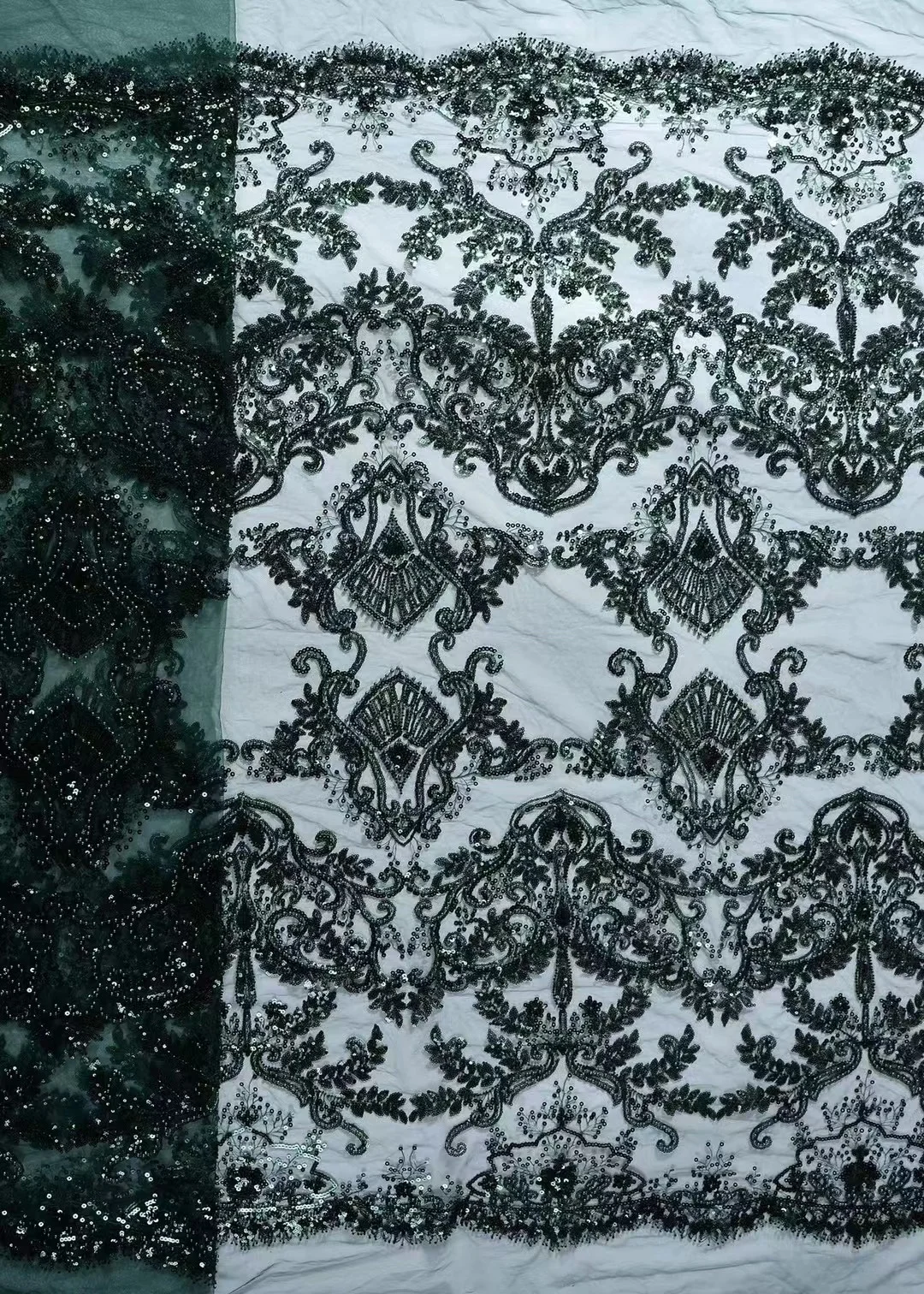 

Luxury African Heavy Bead Lace Fabric 2023 High Quality 5 Yards Nigerian Sequins French Tulle Fabric Material For Wedding Party