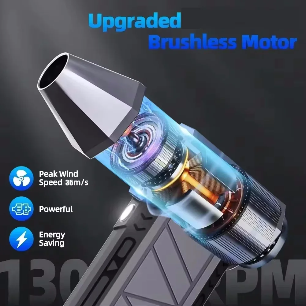 Mini 130000RPM Turbo Jet Fan Electric Air Duster Adjustable wind speed Turbo Violent Blower Rechargeable with Light Car Cleaning electric air duster