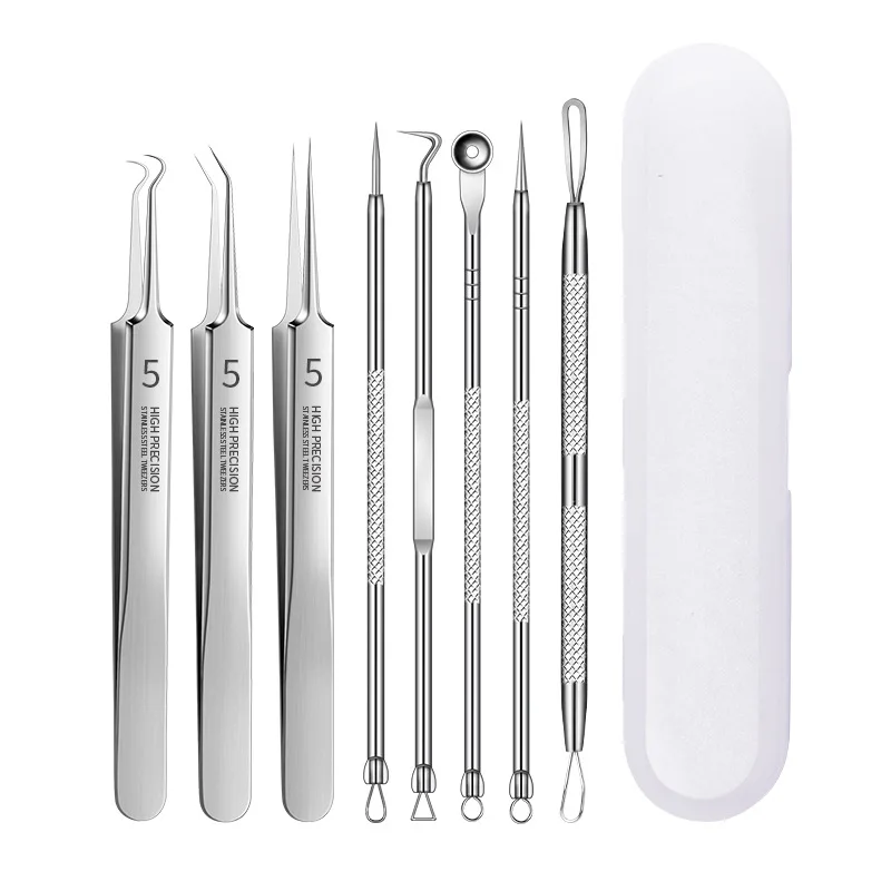 3/5/8pcs Ultra-fine No. 5 Cell Pimples Blackhead Clip Tweezers Beauty Face Health Salon Special blackhead remover Acne Needle To