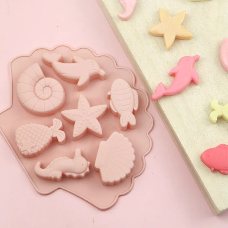 Unter Die Meer Silikon Schokolade Form Ocean Marine Tier Dolphin Meerjungfrau Schwanz Seife Form Kuchen Dekorieren Werkzeuge Cupcake Topper – Detail 4