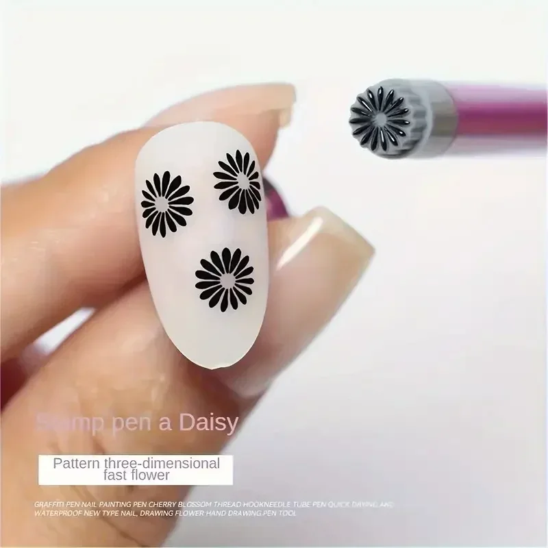4/6/10Pcs Nail Art Stamping Pens Set Easy Print Shapes 9D Daisy/Rose/Butterfly Nail Stamping Tools for DIY Manicure Accesorios 4