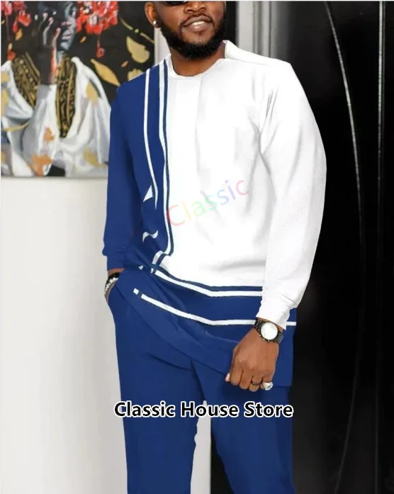 Men Sportswear Suit Fashion Long Sleeve T Shirt+Trousers Set Jogging Casual Suit Streetwear Tracksuits 2 piece Set Men Clothing