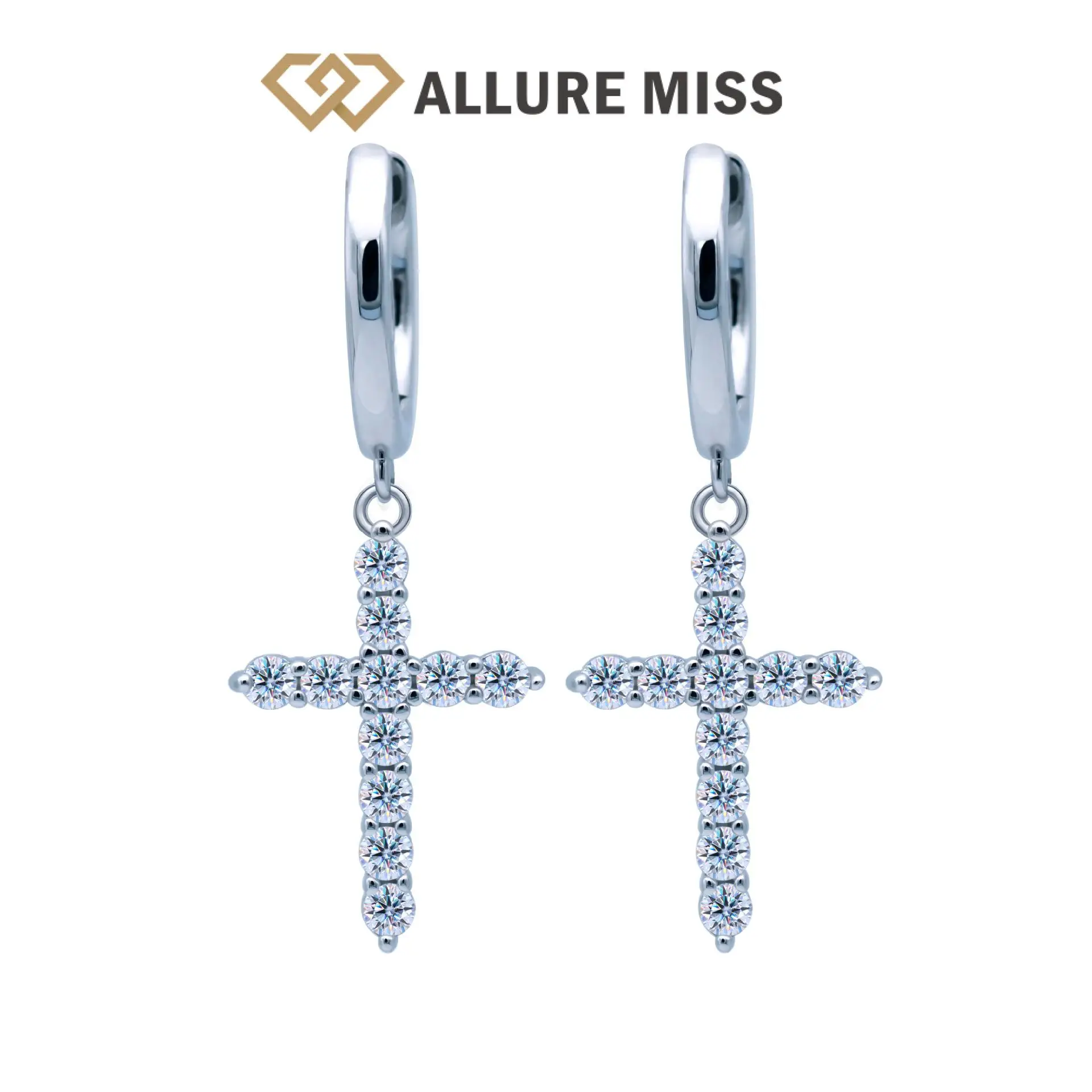 

Cross Earrings D Color Gift Top Quality Simplicity Moissanite 100% 925 Sterling Silver Luxury White Gemstone Sparkling Charms