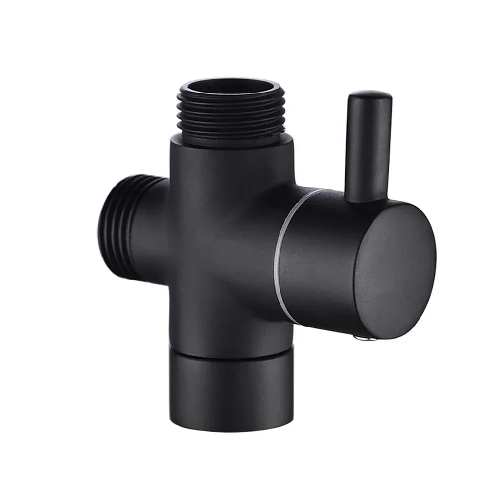 G1/2 inch 3 way brass diverter valve t-type adapter converter black shower head water valve converter bathroom accessories