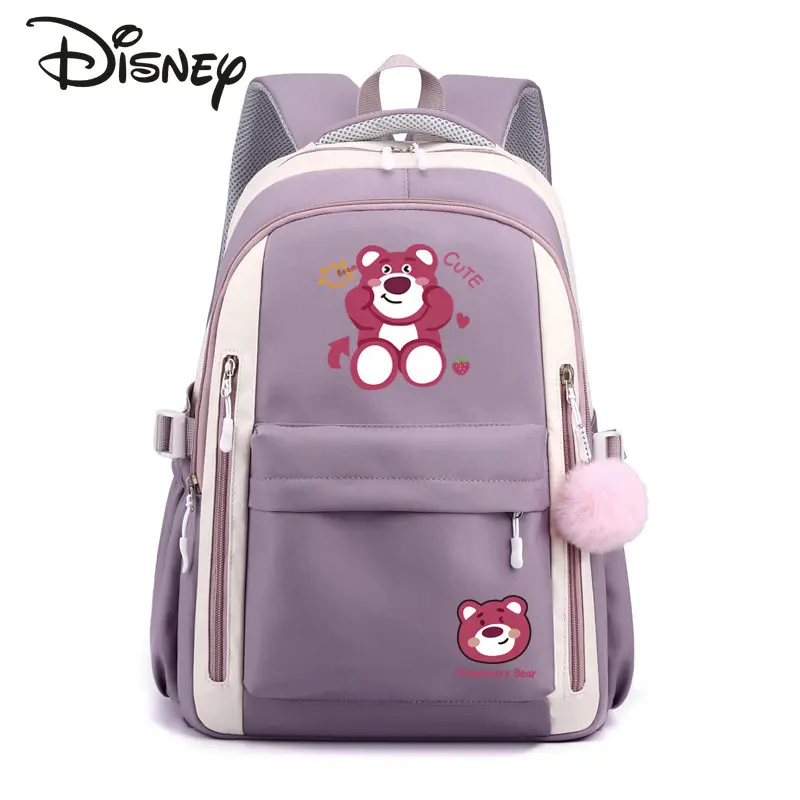 Disney Strawberry Bear New Women's Backpack Fashion High Quality Student Backpack Cute Large Capacity Girls' Travel Backpack