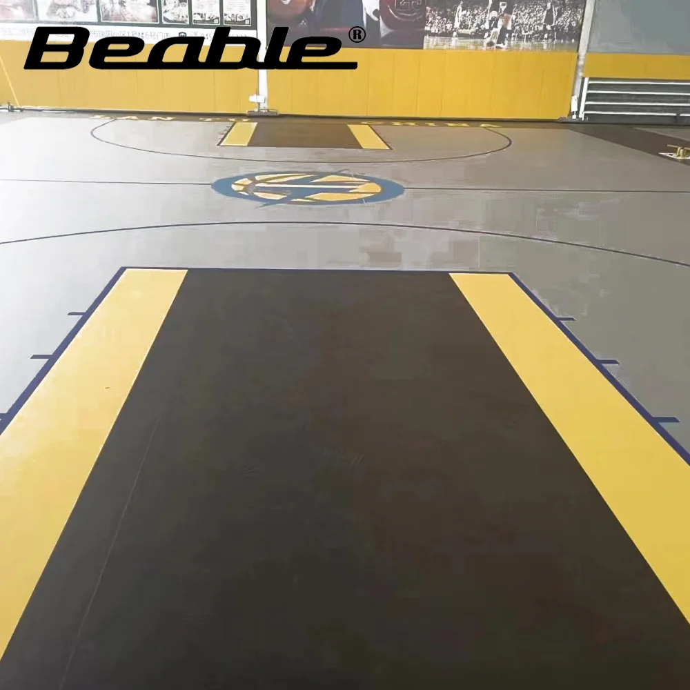 

Beable Professional-Grade Indoor 3d Printed Basketball Badminton Tennis Court Flooring Mats For Any Space With LOGO White Lines